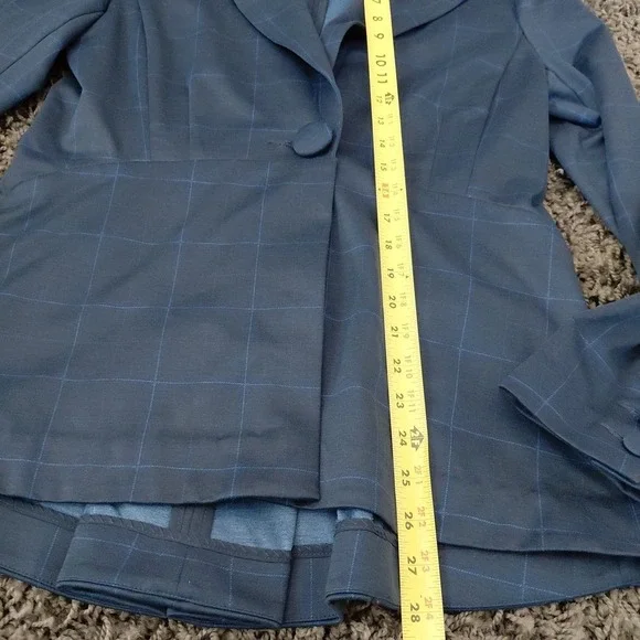 Cabi Women's Checkout Blazer 10 Jacket Sunset Kiss Blue Check Kick Pleat‎ Career - Picture 13 of 13